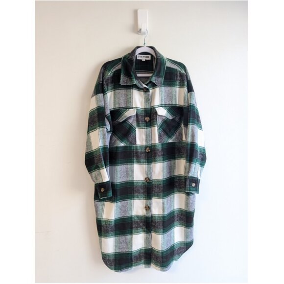 Steve Madden Long Plaid Coat - Picture 4 of 8